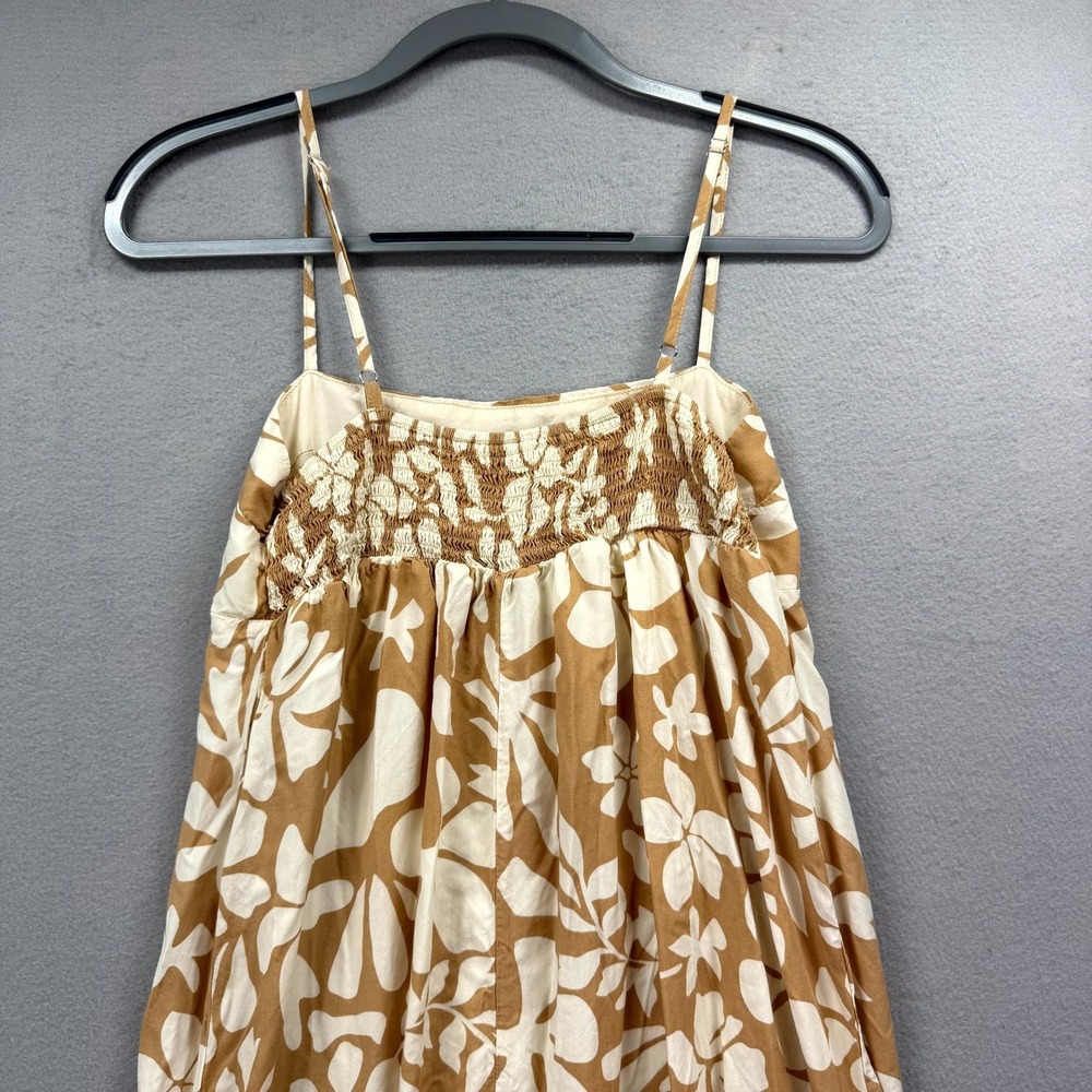 Abel the Label Slip Dress Womens M Brown White Floral Ruffle Hem Spaghetti Strap - Picture 5 of 11
